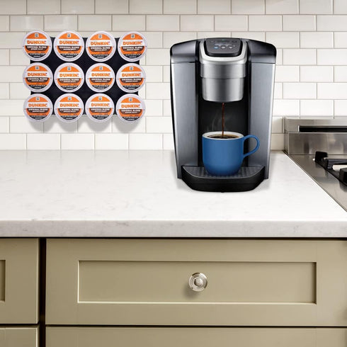 Adhesive Wall Mounted 12 Slot Coffee Pod Holder and Organizer. Space Saving Storage Rack Compatible with K Cups Saves Room in Drawers, Cupboards a...