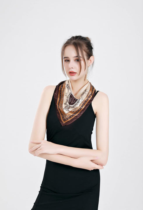 QBSM Womens 23.6 inch Satin Silk Feeling Formal Square Neck Scarf Head Hair Wraps Kerchief...