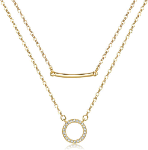 EXGOX Gold Necklace for Women,2PCS Silver Necklace for Women 14K Gold Plated Gold Layered Necklaces Cute Tiny Pendant Heart Butterfly Layering Nec...