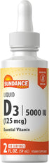Vitamin D3 5000 IU (125mcg) | 2 Fluid Ounces | Essential Vitamin Liquid Drops | Vegetarian, Non-GMO, and Gluten Free Supplement | by Sundance...