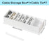 White Plastic Cable Organizer Box with Adjustment Compartments, Stackable Desk Accessories Storage Case with 7 Wire Ties for Drawer Supplies, Stat...