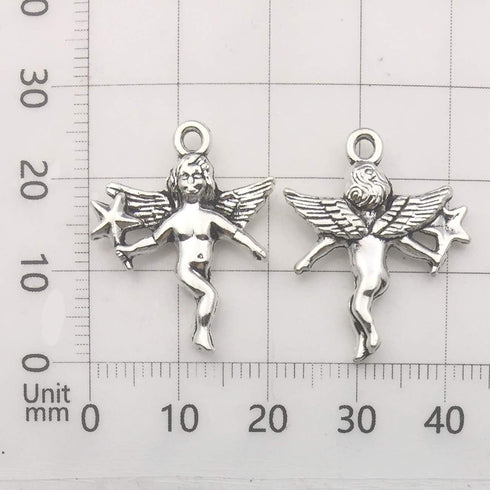 iloveDIYbeads 100g (66pcs) Craft Supplies Antique Silver Wings Angel Fairy Charms Pendants for Crafting, Jewelry Findings Making Accessory for DIY...
