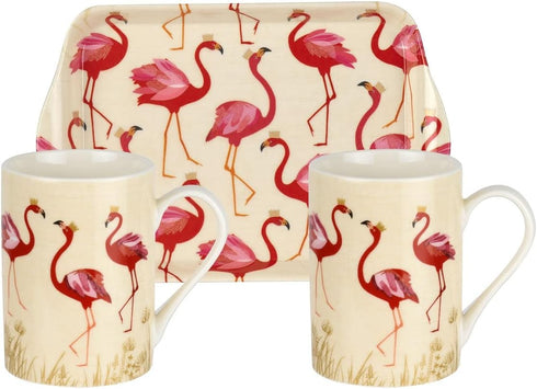 Pimpernel Sara Miller London Flamingo Mug & Tray Set, 8.5" L x 4.5" W, Melamine, Dishwasher Safe, Elegant Flamingo Design, Great for Tea or Coffee...