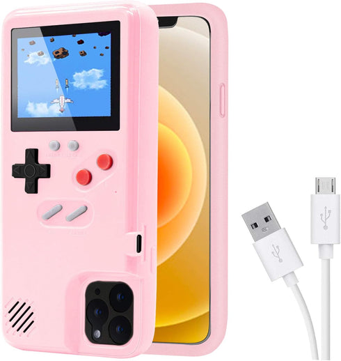 Game Console Case for iPhone, Retro Protective Cover Self-Powered Case with 36 Small Games,Full Color Display,Video Game Case for iPhone 15 Plus (...