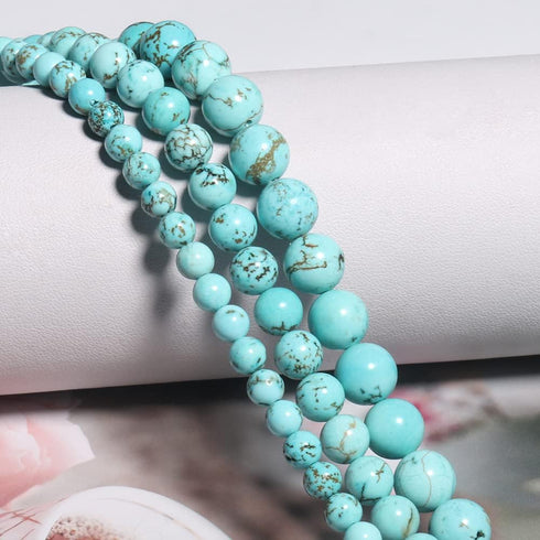 Yochus 8mm Blue turquoises Round Loose Beads Natural Stone Beads for Jewelry Making...