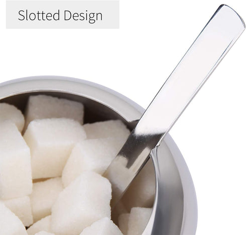 Kitchenexus Large Stainless Steel Sugar Bowl with Lid and Sugar Spoon for Kitchen and Home Sugar Cellar in Apple Shape 11oz/325ml...