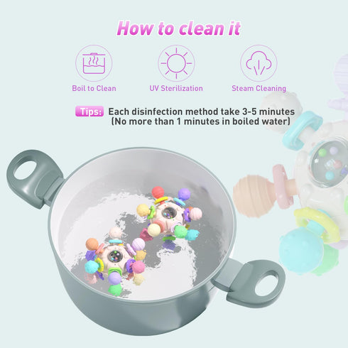 Baby Teething Toys for Babies 0-6 Months, Montessori Sensory Teether for 0 3 6 9 12 Months 1 One Year Old, Baby Essentials Rattles Newborn Infant ...