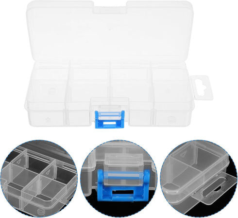 Healifty Plastic Storage Box 8 Grids Container Organizer Divider Grid Compartment with Lid for Jewelry Beads Earring Tool Fishing Hook Lures...