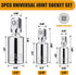 3PCS Universal Joint Socket Set, 1/4” 3/8” 1/2” Drive Swivel Socket Adapter Set, Premium Chrome Vanadium Steel Universal Joint Socket Adapter Suit...