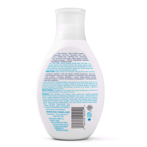 Live Clean Baby Bubble Bath and Wash, Calming Bedtime, 10 oz...