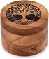 Acacia Wood Spice Cellars Box with Lid for Kitchen, Countertop, Round Storage Box for Spices (3.5" x 3.5" x 2.5")...