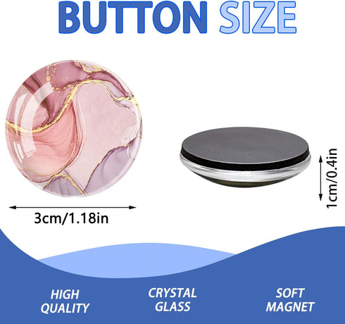 Round Fridge Magnets,Marble Glass Strong Refrigerator Magnetic, Perfect Surface Decoration and Cabinet Gift Set for Kitchen, Office Whiteboard, an...