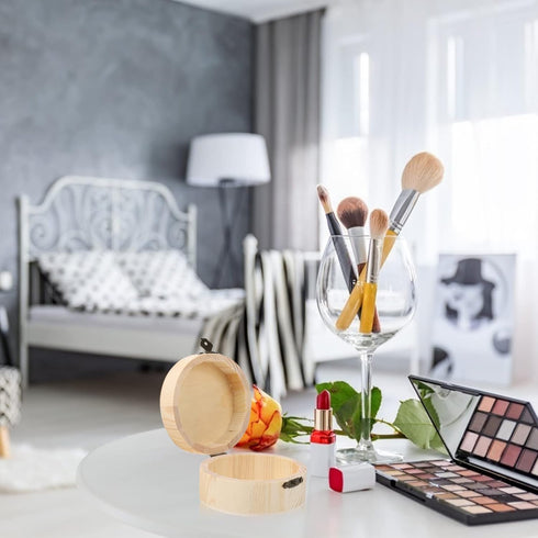 DOITOOL Round Wood Box, Wooden Box with Hinged Lid, Wooden Storage Box, Wood Jewelry Box, Wood Box for DIY Crafts Home Storage (1pc Small size and...