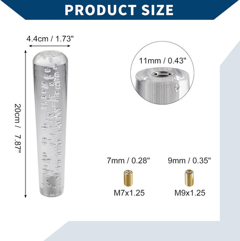 Shift Knob W/ 2 Adapter/Front Gear Shifter Knob for Automatic and Manual Vehicles/Faux Crystal Stick Shifter Lever Knob Acrylic 20cm / 1Set Clear...