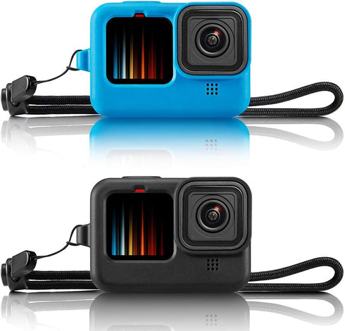 Silicone Case for GoPro Hero 12 11 10 9 Black Tempered Glass Screen Protector Protective Film Lens Cap Cover for Go Pro 12 case (Black)...