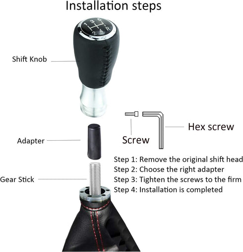 5 Speed Shift Knob Leather Shifter Lever Gear Stick Transmissions Fit Most Manual Cars Truck SUV Vehicles (Black)...