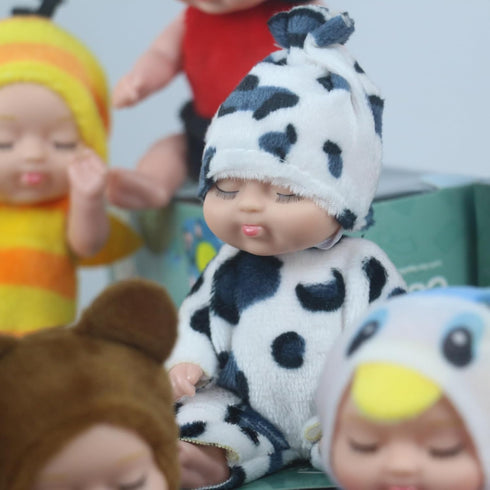 4 Inch Mini Baby Dolls 6pcs Gift Set, Cute Small Baby Doll Toys with Animal Clothes, Suitability Kids 3 and up (D Edition)...