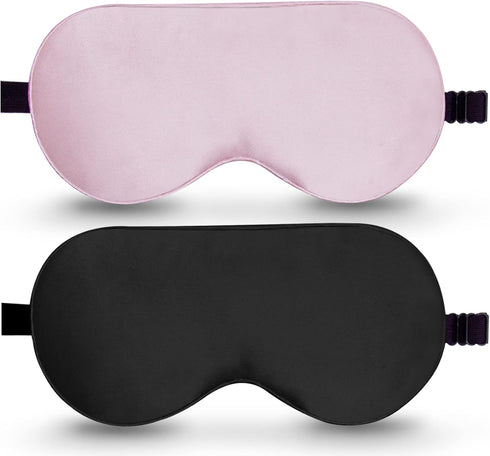 BeeVines Sleep Mask, 2 Pack 100% Real Natural Pure Silk Eye Masks with Adjustable Strap for Sleeping, Mulberry Silk Eye Sleep Shade Cover, Block L...