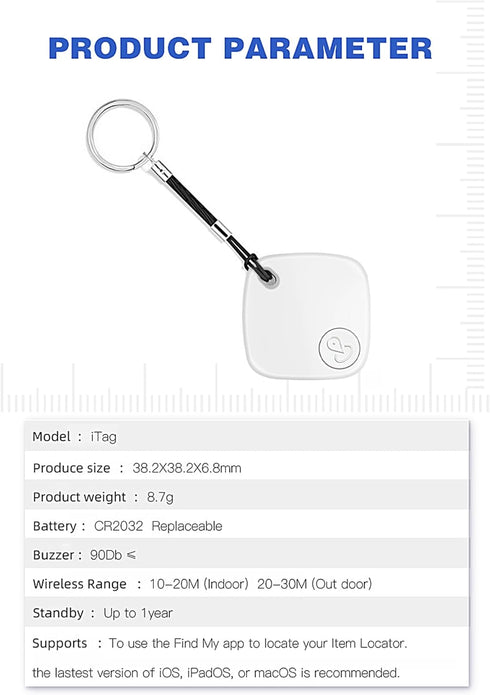 Key Finder,Item Finder Works with Apple Find My (iOS only), Smart Bluetooth Tracker for Suitcase, Bags, Wallets,Pets and More. Replaceable Battery...