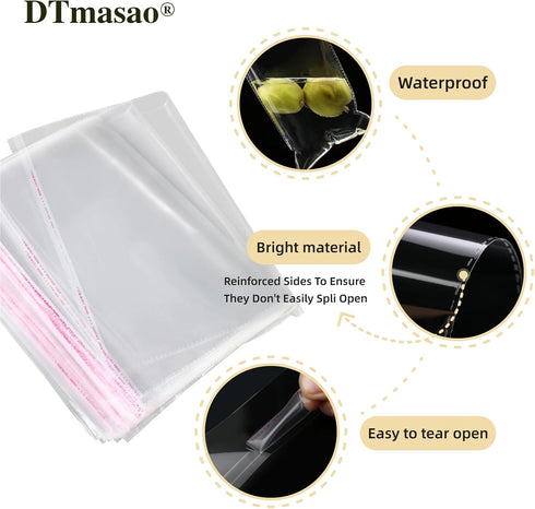 DTmasao Self Sealing Cellophane Bags,3x5 Inches 200 Pcs Clear Cookie Bags Resealable Cellophane Bag for Packaging Cookies,Gifts,Favors, Products,C...