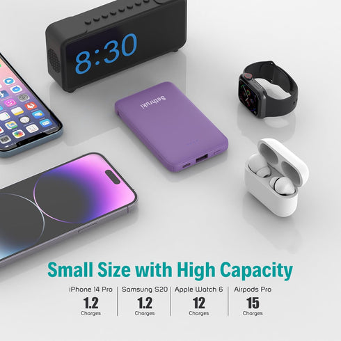 Smallest Portable Charger with Built-in Cables 6000mAh,Ultra Slim Power Bank,Mini High Speed External Battery Packs,Lightweight USB C Phone Charge...