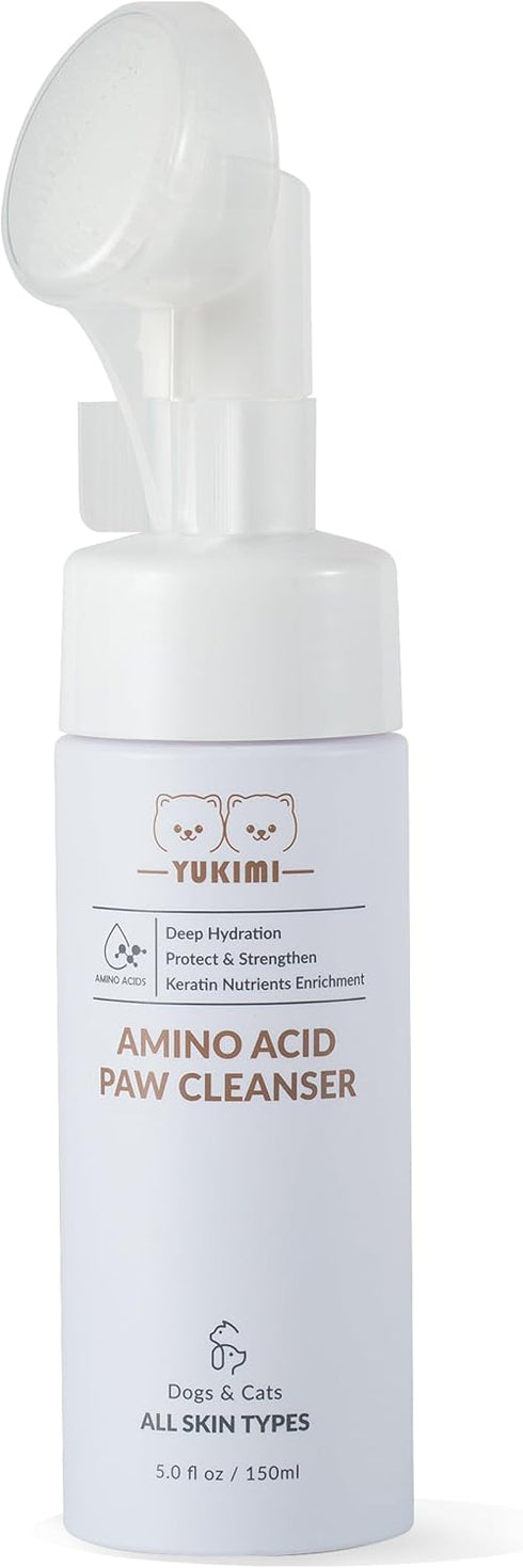 YUKIMI Premium Amino Acid Paw Cleanser with Silicone Bristle Brush for Dogs & Cats | Dermatologist Certified Hypoallergenic | Hydrating, Soothing,...