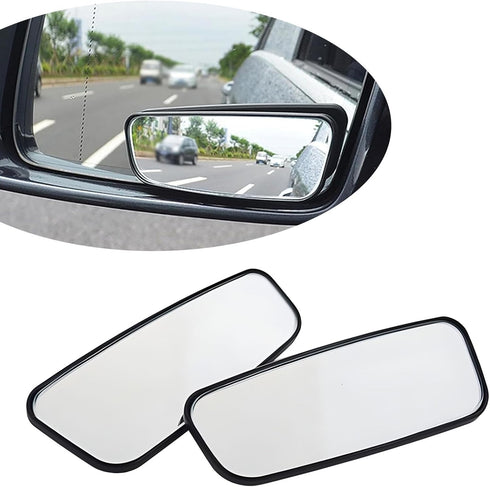 2 PCS Car Rearview Mirror Blind Spot Mirror, 3.7 x 1.4" Curved Rectangular Mirror to Expand Field of View, Angle Adjustable Reversing Parking Auxi...