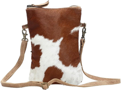 Myra Bag White & Brown Cowhide Crossbody Bag S-1173...