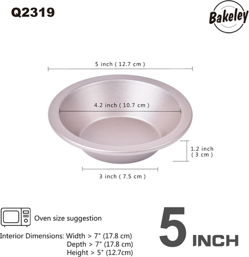 5-Inch Mini Pie Pan Set, Non-Stick Round Bread and Cake Bakeware for Oven and Instant Pot, 4-Piece, (Champagne Gold)...