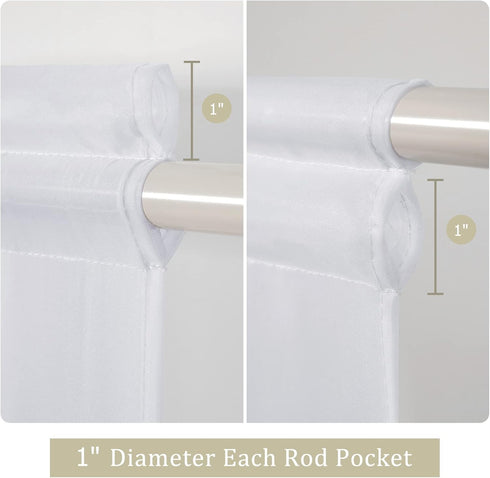 MIULEE Sidelight Sheer French Door Curtains 25 x 40 Inches Light Filtering Window Treatment with Tieback - 2 Panels, White...
