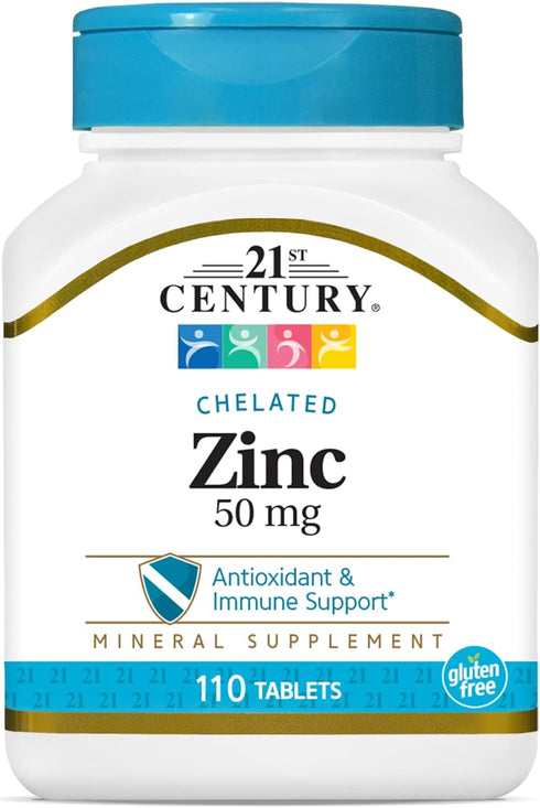 21st Century Zinc 50 Mg (Chelated) Tablets, 110 Count (Pack of 1)...
