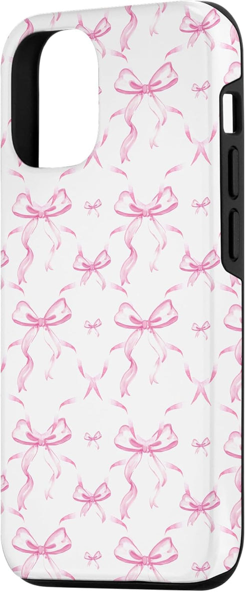 iPhone 13 Aesthetic Pink Ribbons and Bows in Watercolor Case...