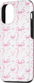 iPhone 13 Aesthetic Pink Ribbons and Bows in Watercolor Case...