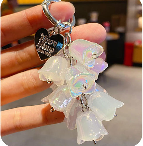 Backpack Keychains Charms For Girls, Car Key Chain Lily of the valley Simulated Resin Glow in the Dark Key ring Keychains (white)...