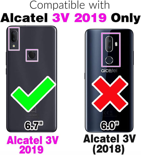 Asuwish Phone Case for Alcatel 3V 2019 Cell Cover Hybrid Rugged Shockproof Hard Protective Drop Proof Full Body Bumper Heavy Duty Mobile Accessori...