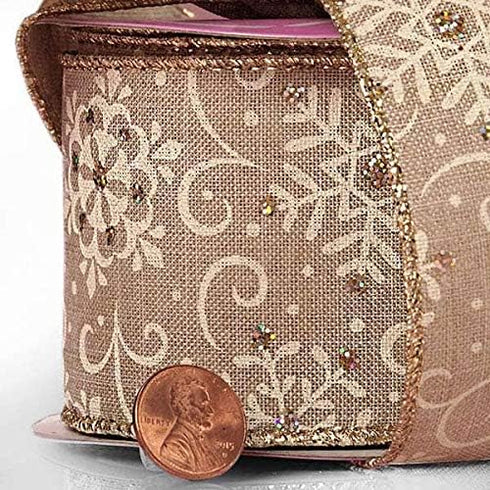 2 1/2" X 10 Yards Christmas Music Natural Wired Ribbon...
