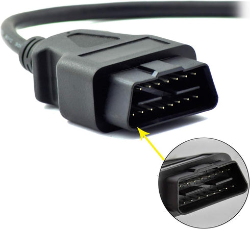 iKKEGOL OBD OBDII J1962 Male Connector to Open Plug Wire, OBD Diagnostic Extension Cable OBD2 Pigtail, DIY Mobley USB Adapter (30cm/12'')...