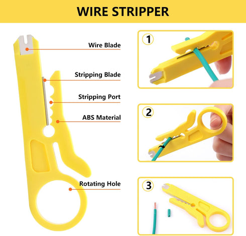 Delgada RJ45 Ethernet Crimping Tool kit,4in1 Professional Cutter Stripper Network Crimper for RJ-11,6P/RJ-12,8P/RJ-45 Crimp,with 20pcs Cat5 Cat5e ...