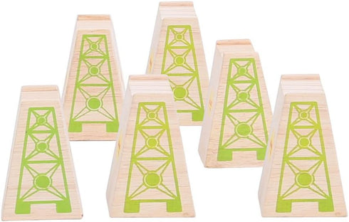 Bigjigs Rail High Level Blocks (Pack of 6) - Other Major Wooden Rail Brands are Compatible...