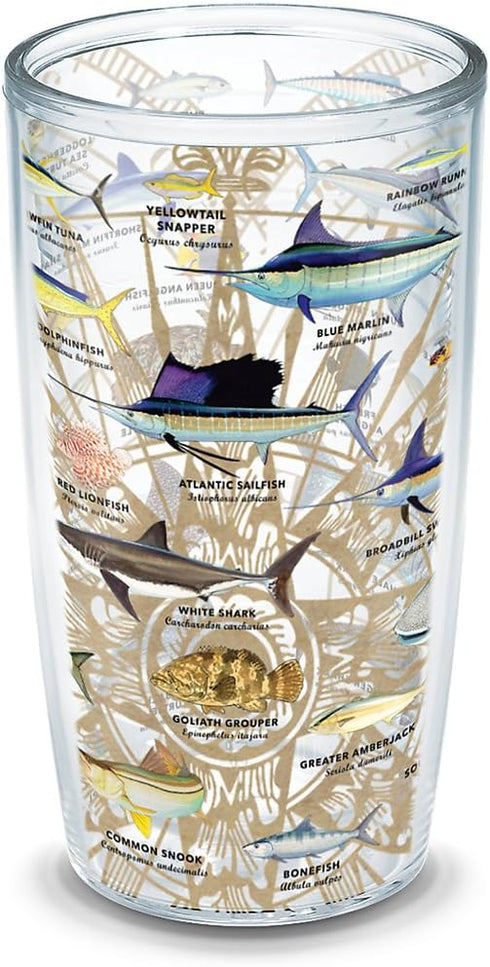 Tervis Made in USA Double Walled Guy Harvey Insulated Tumbler Cup Keeps Drinks Cold & Hot, 16oz - No Lid, Charts...