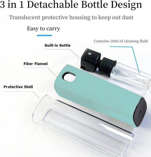 3 in 1Fingerprint Proof Screen Cleaner Tool, Touchscreen Electronic Screen Cleaner with Microfiber and Soft Fiber Flannel for All Phones, Laptop,T...