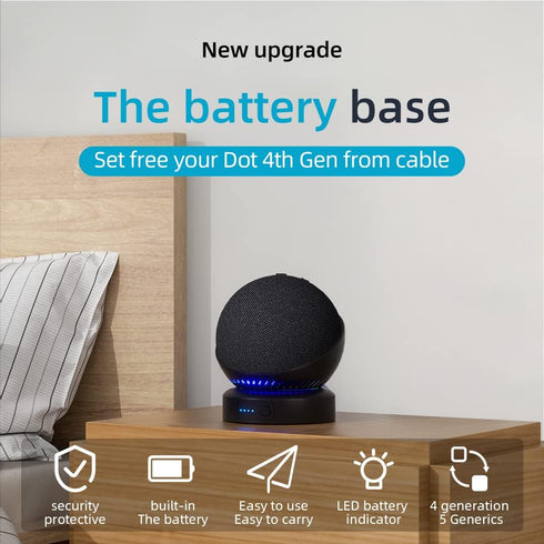 Battery Base for Echo Dot 5th Gen Portable Echo Dot 4th and 5th Gen & Homepod Mini Battery Base Pack, Not Including The Speaker (Black)...
