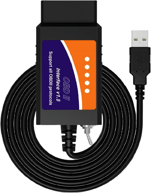 ELM327 OBD2 USB Adapter for Windows, ELMconfig Scanner with MS CAN/HS CAN Switch for Scan F150 F250 Car and Light Truck Check Engine Light, Diagno...