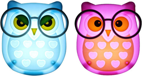 2 PCS Owl LED Plug in Night Light for Kids- Wall Lamp Take Good Care Children Sleep Light Sensor Auto Controlled Nightlights for Baby Nursing (Blu...