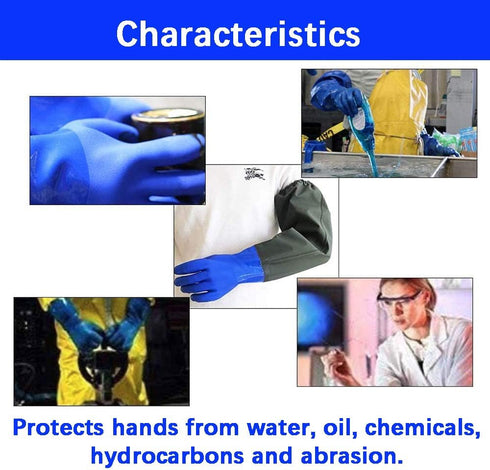 Long Waterproof Rubber Gloves, Pond Gloves, 28” Shoulder Length Insulated PVC Coated Chemical Resistant Gloves Reusable, Resist Acid, Alkali & Oil...