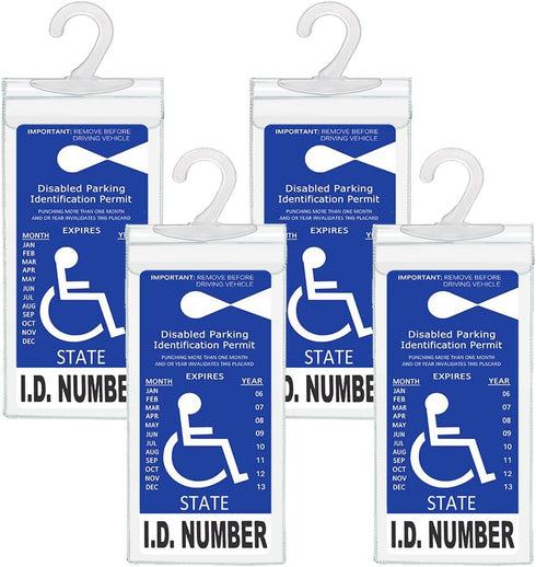 Handicapped Parking Placard Holder - Disabled Placard Protective Mirror Tag Holder with Larger Hanger by Tbuymax(Set of 4)...