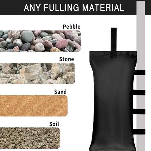 Tent Weights Set of 4 Sand Bags for Canopy Legs Outdoor Instant Sun Shelter Patio 112LBS Large Heavy Duty (Black)...