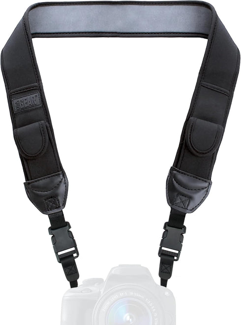 USA Gear TrueSHOT Neck Strap Neoprene Camera Straps - Padded Camera Strap, Pockets, and Quick Release Buckles - Compatible with Canon, Nikon, Sony...
