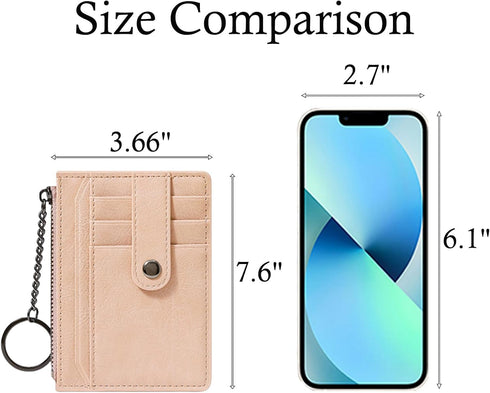 Small Wallet for Women Slim RFID Blocking Credit Card Holder Minimalist Keychain Wallet with Zipper Pocket...