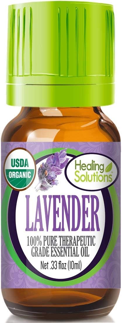 Healing Solutions Organic Lavender Essential Oil 10ml (0.33 fl oz), Undiluted, Pure Lavender Oil for Hair Diffuser, Aromatherapy & Skin, Therapeut...